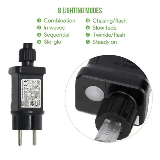 200M LED Slinga Varmvit (230V, 8 lägen)