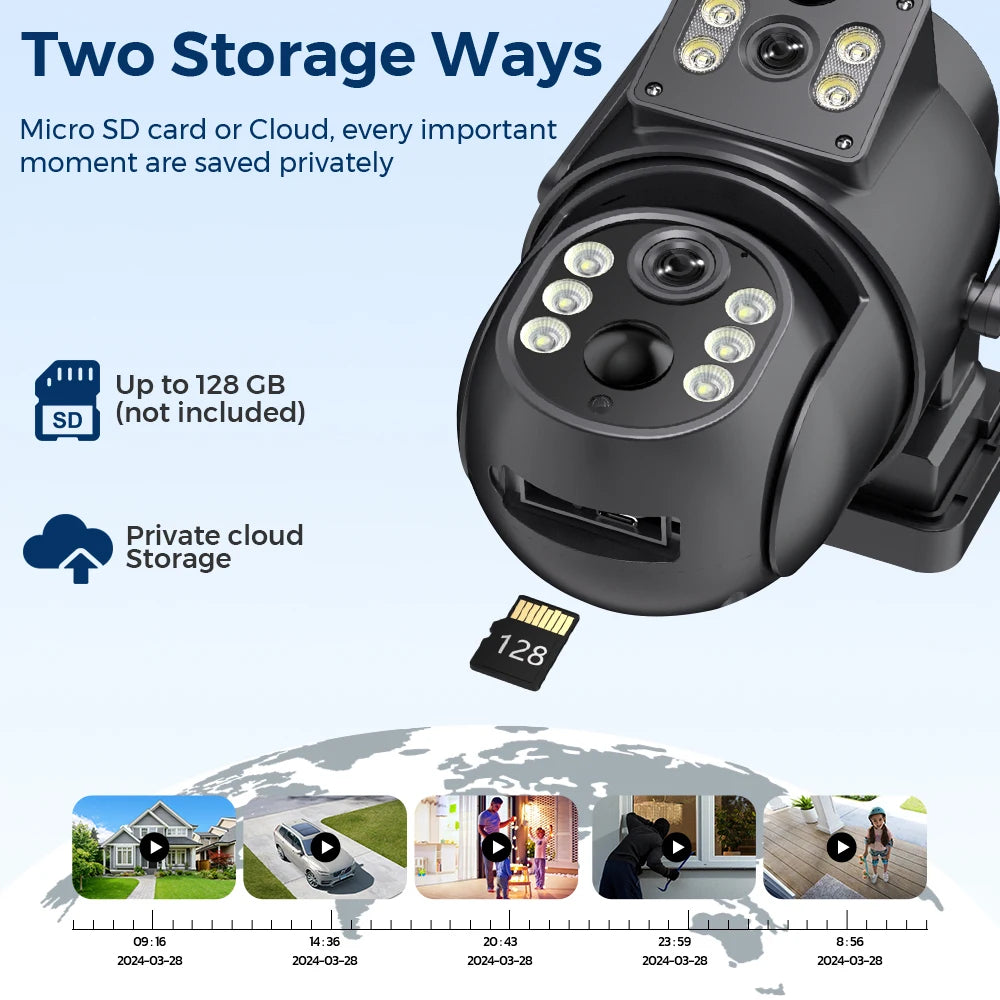 Dual Lens Solar Camera 4K WiFi Outdoor