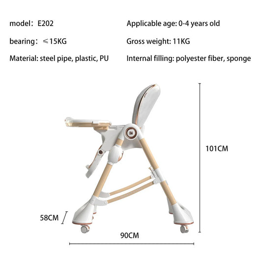 Happy Growth Orange Multifunctional Baby High Chair