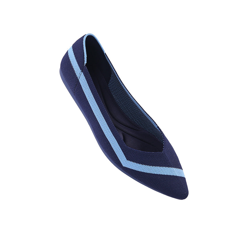 Comfortable Woven Striped Pointed Toe Flats-6