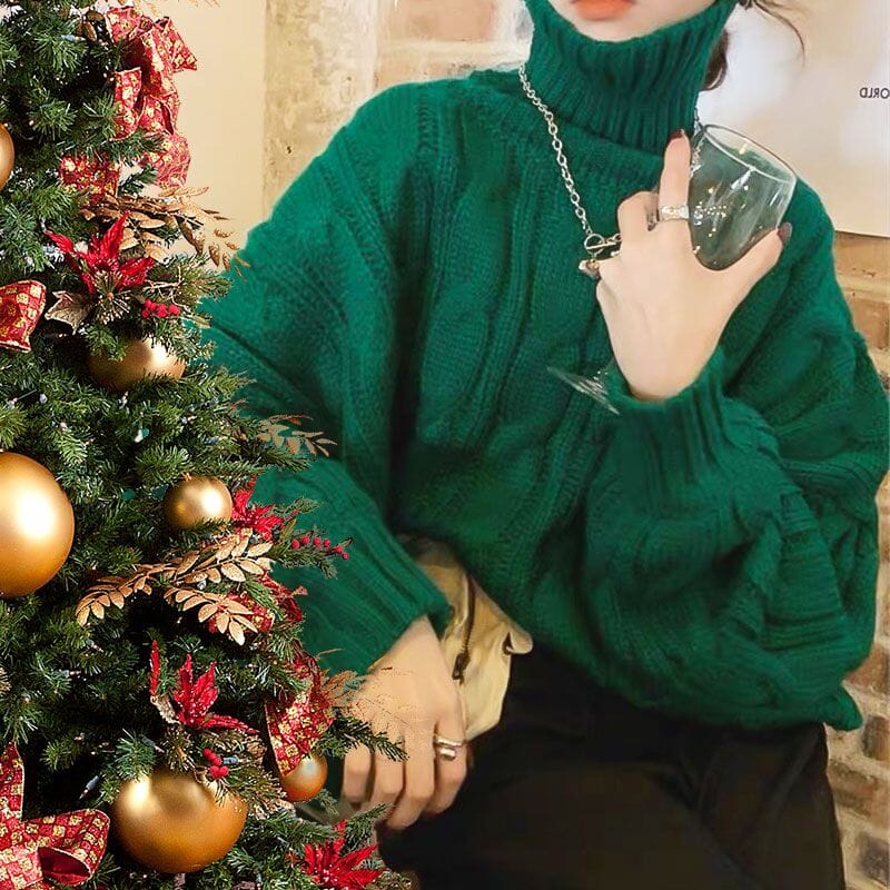 Kabelstickad turtleneck