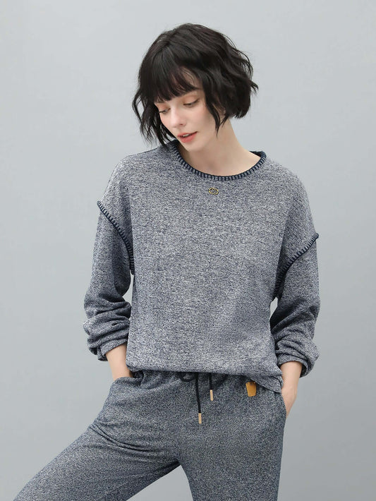 Long Sleeve Tee with Contrast Stitching-2
