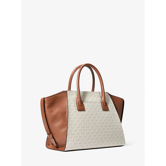 Michael Kors Handväska Avril Fullkornslader Blixtlas Beige