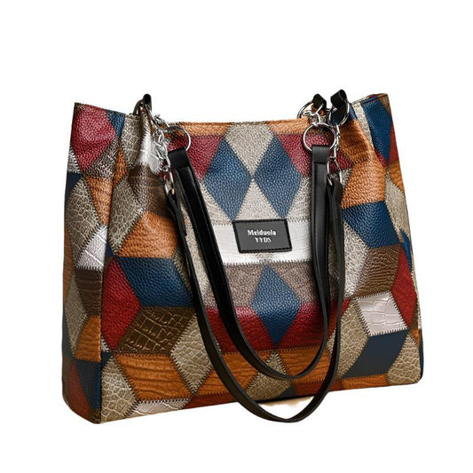 PU Leather Handbag With Geometric Pattern