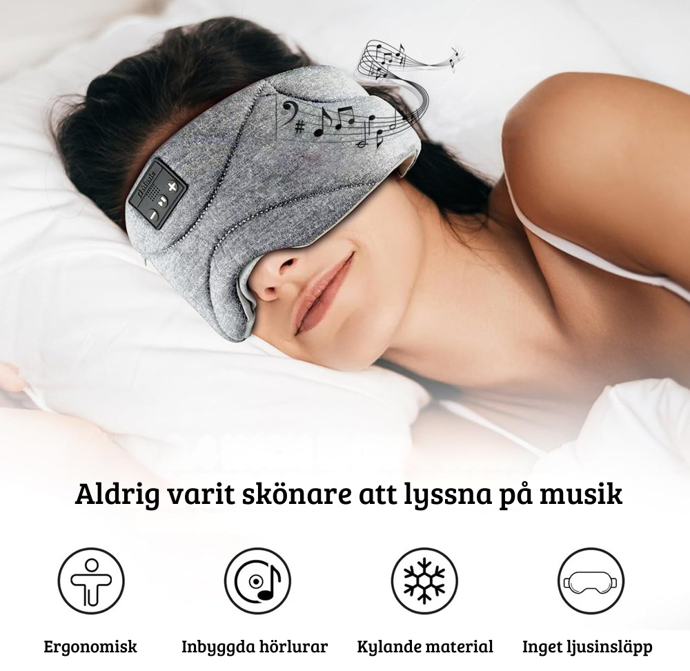 Sovmask med Bluetooth-högtalare, trådlös och ljusblockering