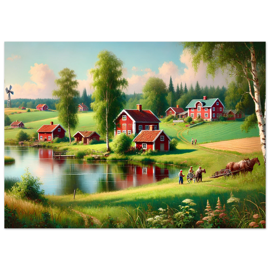 Svensk Landskapsposter – Idyllisk Natur i Klassisk Stil