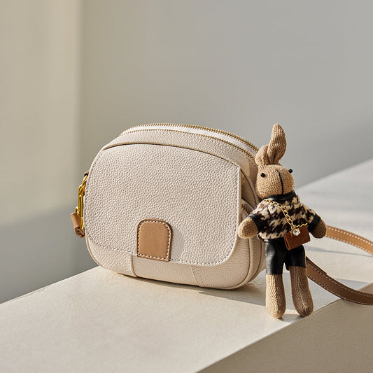 Trendy Rabbit Charm Round Leather Bag-1