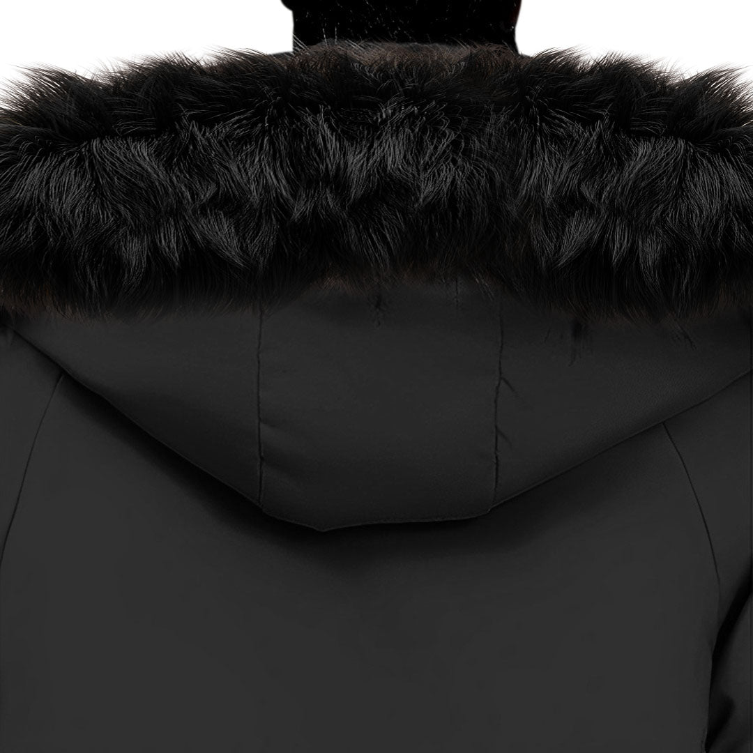 Black Large Winter Fur Hooded Thick Overcoat Jacket Stylish Lightweight Quilted Warm Puffer Coat