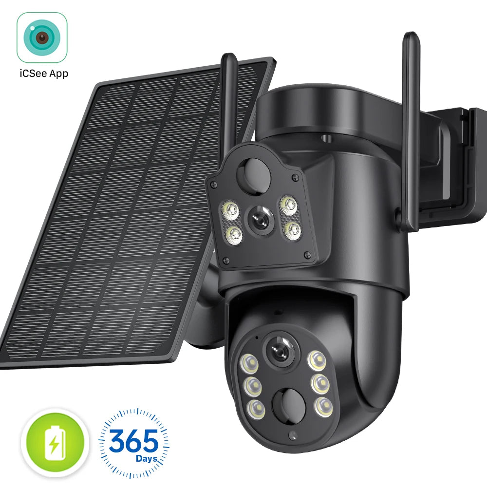 Dual Lens Solar Camera 4K WiFi Outdoor