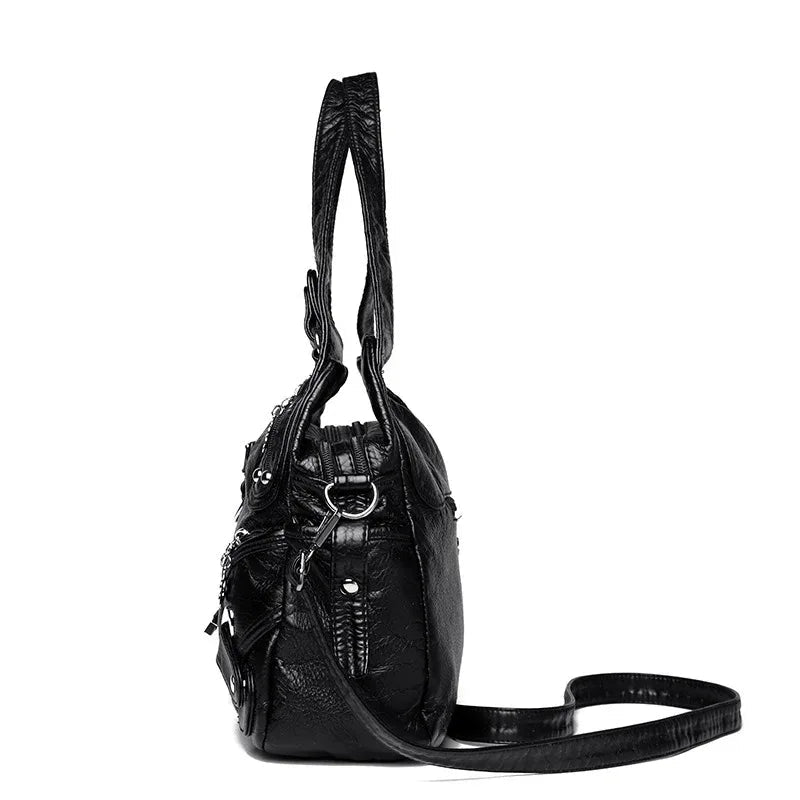 Women's Shoulder Bag Large Capacity Washed Leather Handbag