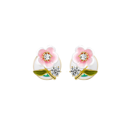 Peach Blossom Stud Pink Earrings-0