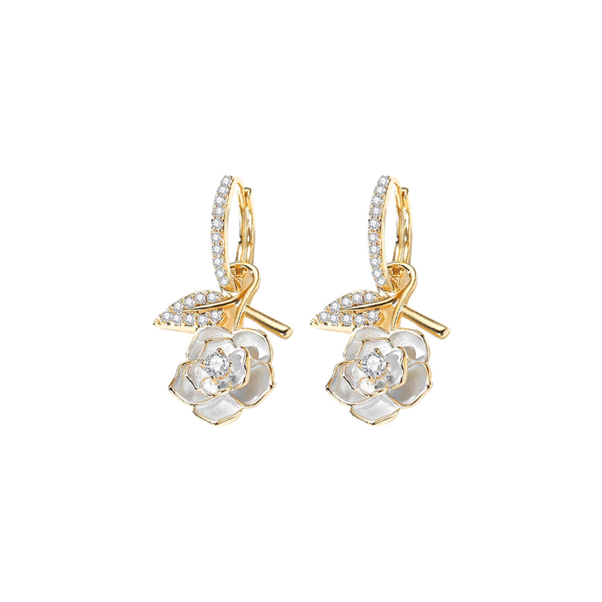 Stunning Camellia Gold Earrings-0
