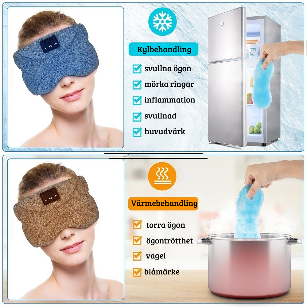 Sovmask med Bluetooth-högtalare, trådlös och ljusblockering