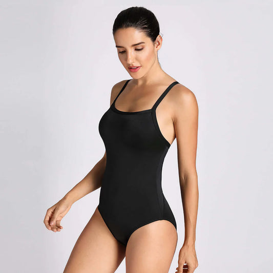 Sleek Solid Elite Training Athletic One Piece Swimsuit