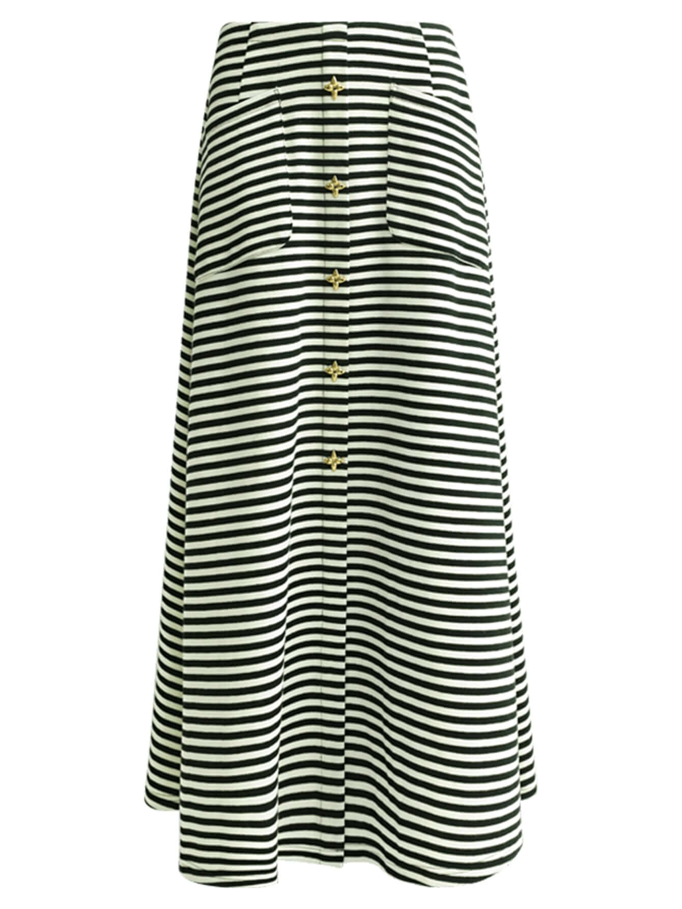 A Line Maxi Striped Skirt-3