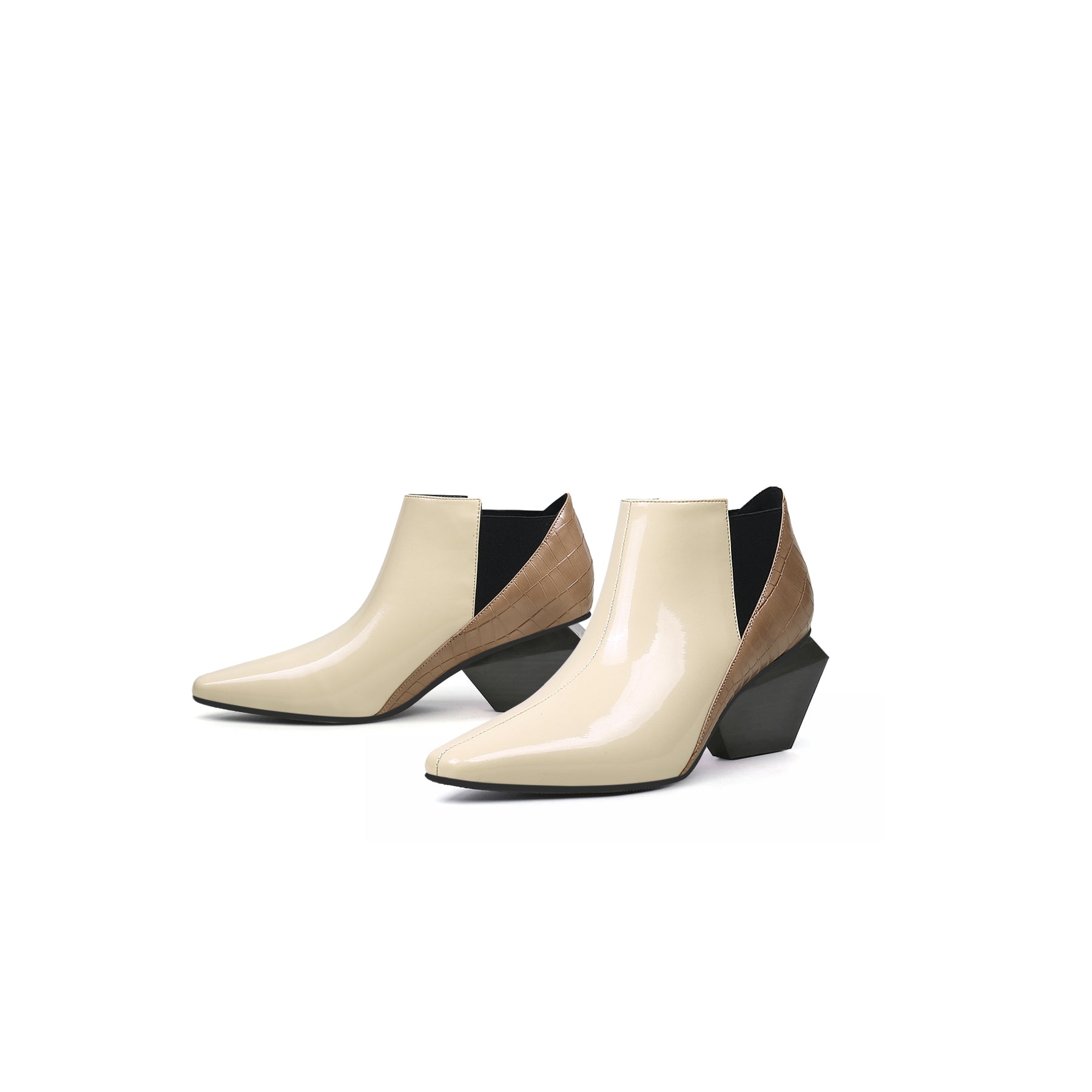 Artistic Patchwork Geometric Ankle Boots-4