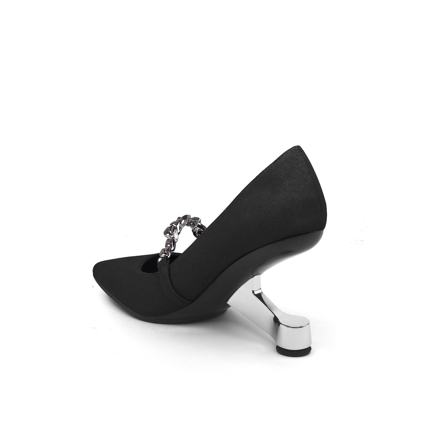 Chain Strap Suede Pumps-3