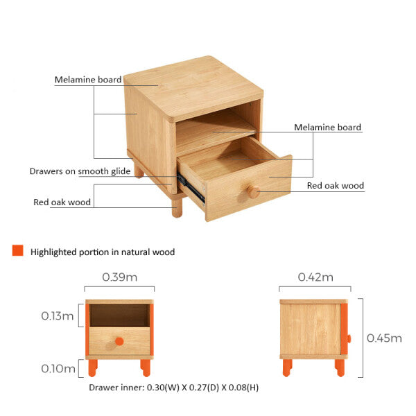 Dear Bear Kids Oak Bedside Table-2