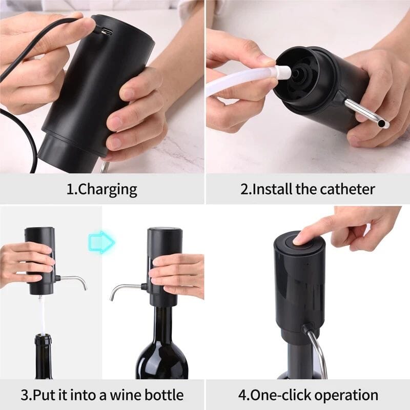 Elektrisk Vinluftare & Dispenser – Automatisk Dekanter för Perfekt Vinupplevelse