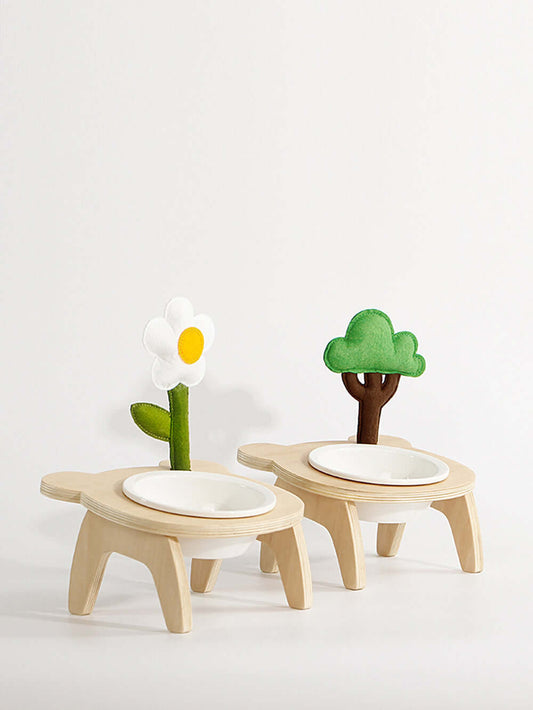 Forest Tree Tilted Double Pet Bowl With Stand-0