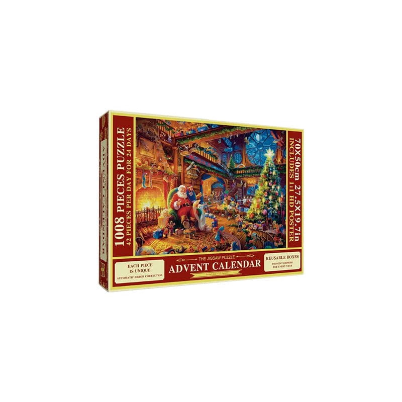 Julpussel Adventskalender – 24 Pussel i Ett Magiskt 1008-Bitars Julpussel