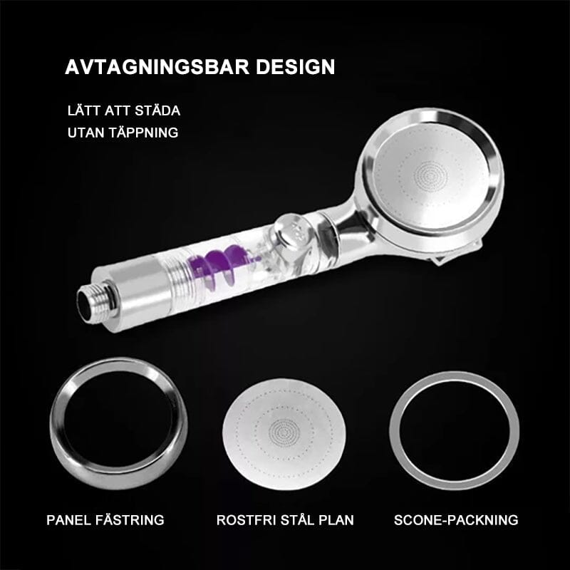 Justerbar högtrycksvattenbesparande duschmunstycke med tre lägen
