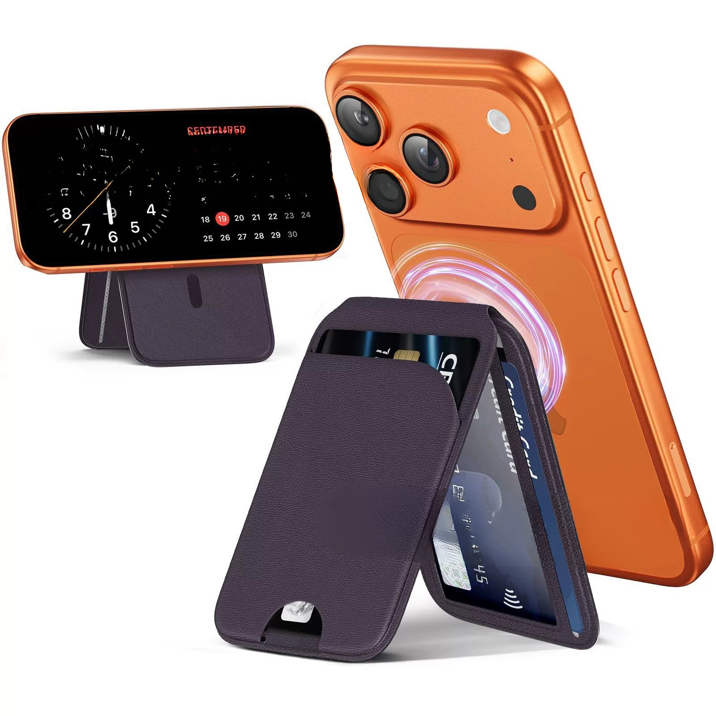 Korthållare magnetisk med mobilställ, vikbar design