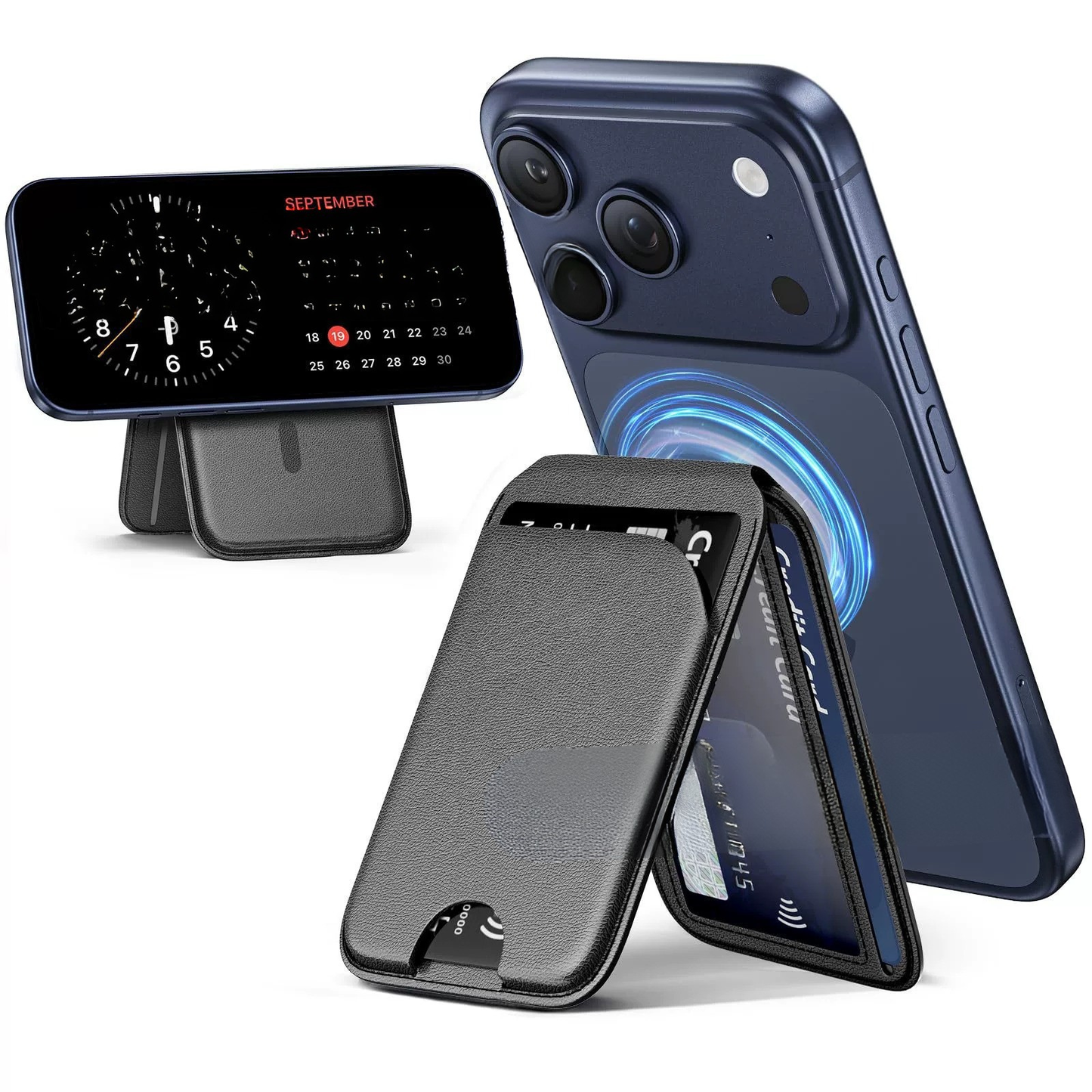 Korthållare magnetisk med mobilställ, vikbar design