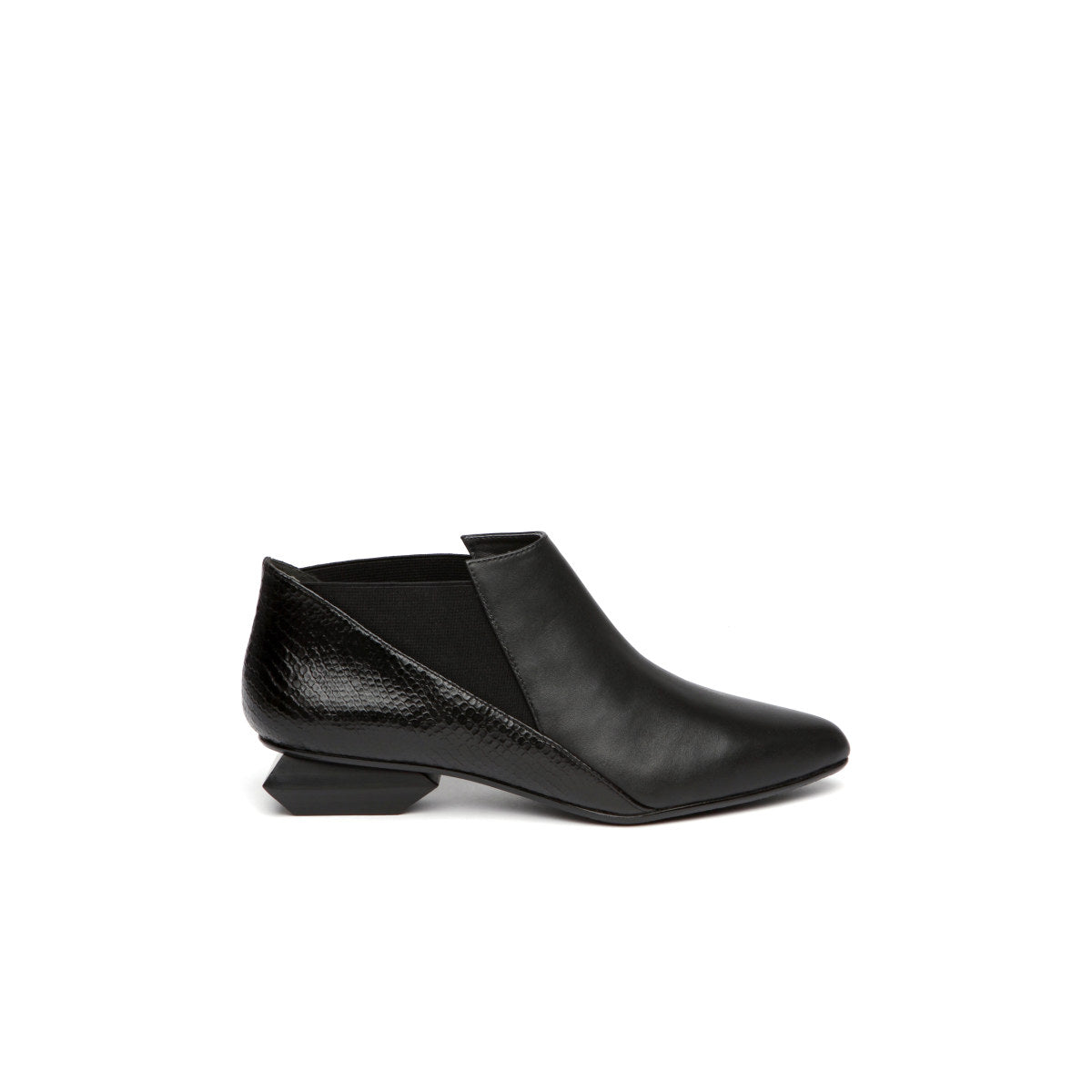 Leather Ankle Boots with Trapezoidal Heels-3