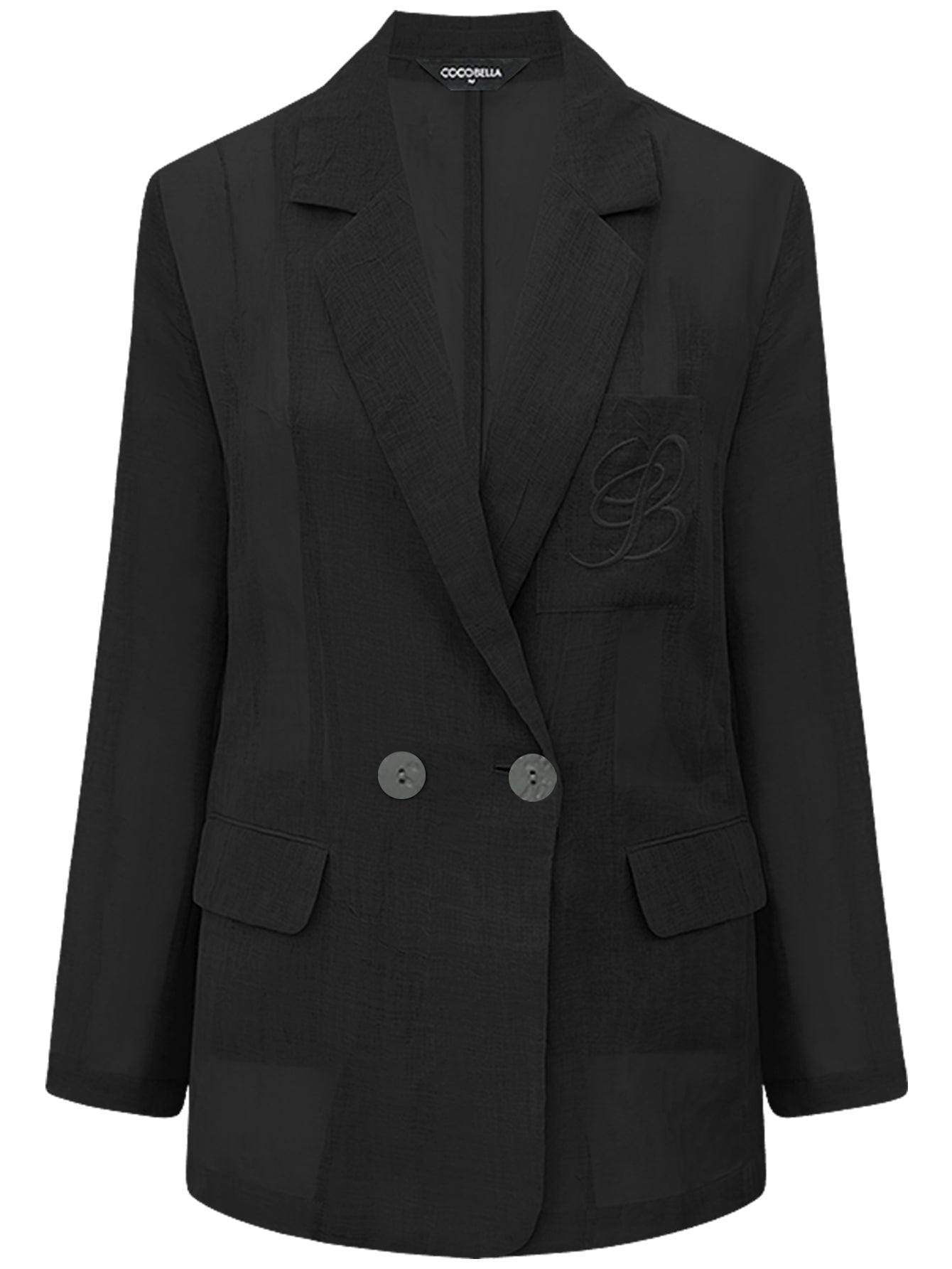 Lightweight Embroidered Sheer Blazer-3