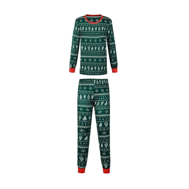 Matchande julpyjamas för hela familjen - Grönt