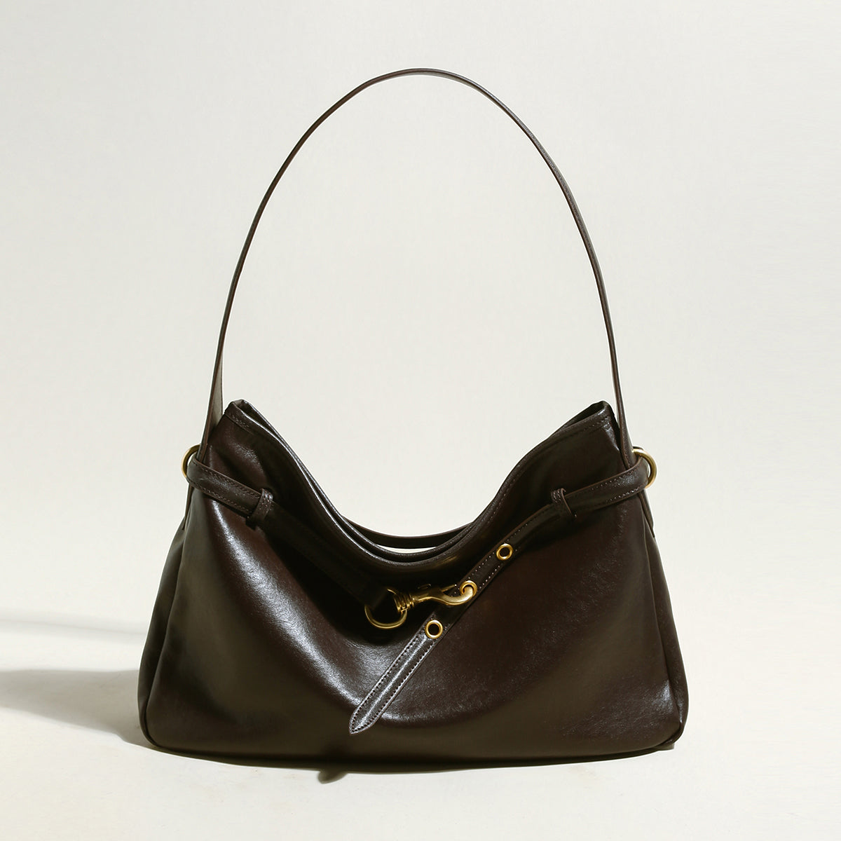 Mediun Slouchy Leather Shoulder Bag-6