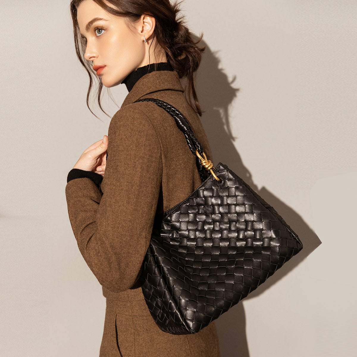 Milton Woven Leather Tote Bag-3