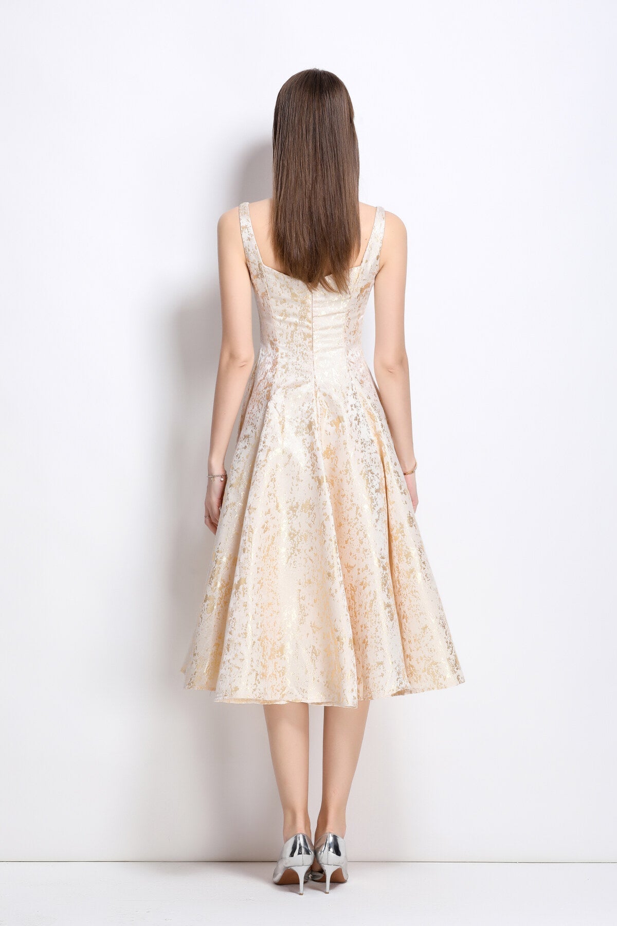 Paloma Slim Fit Jacquard Midi Dress-3