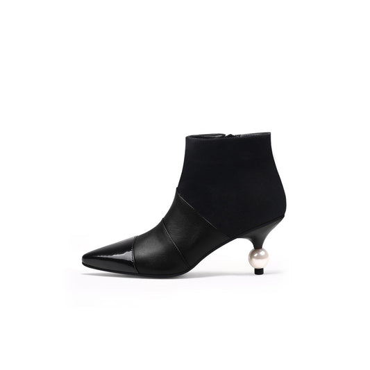 Pearl Kitten Heel Boots-0