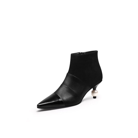 Pearl Kitten Heel Boots-1