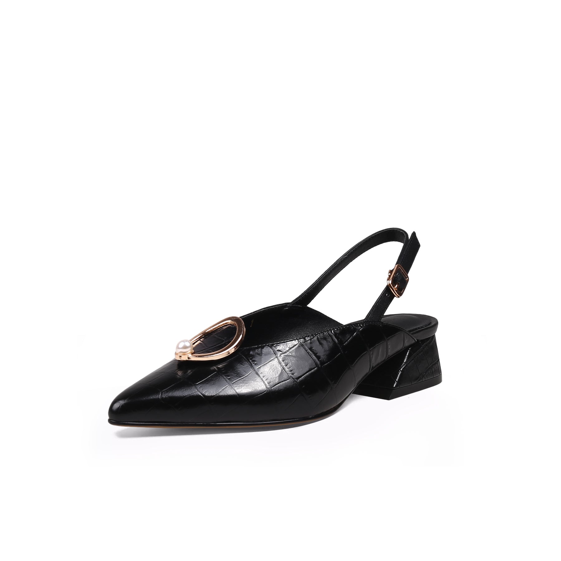 Pearl Retro Leather Slingback Sandals-1