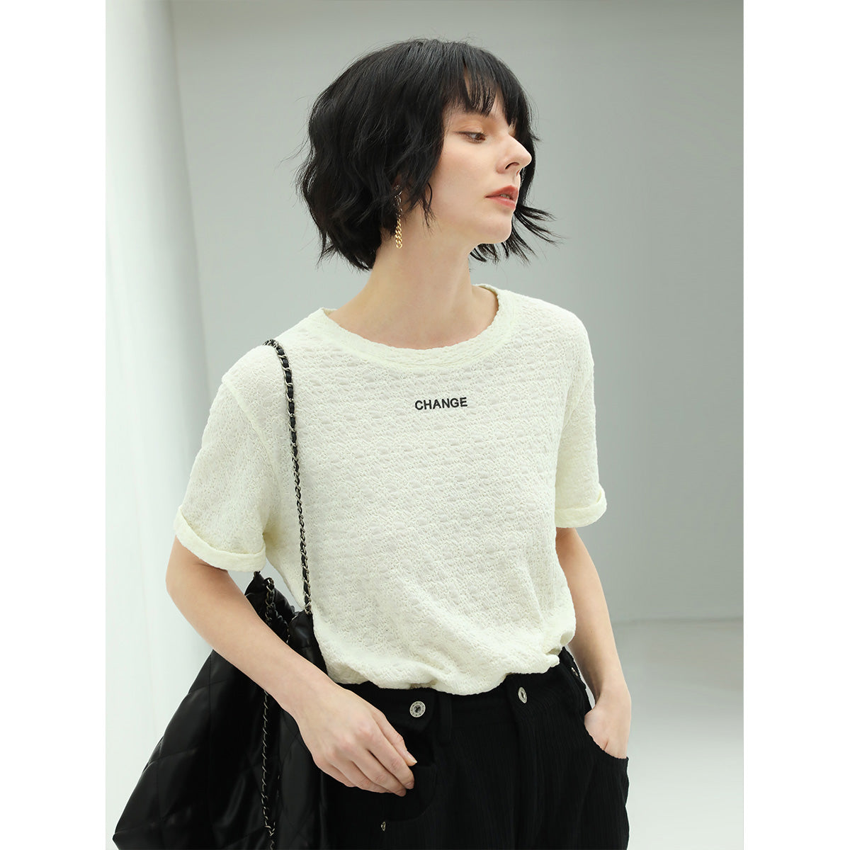 Printed Ivory Tee-1