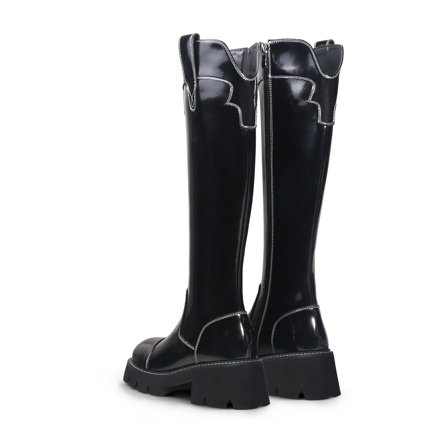 Retro Black Knee-High Boots-4