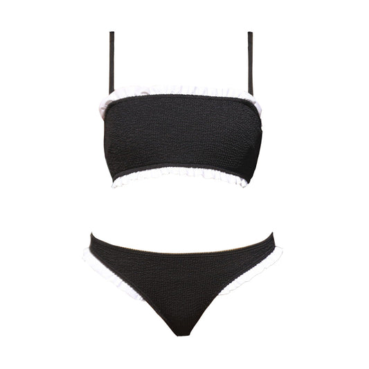 Ruffle Trim Two Piece Bandeau Swimsuit-3