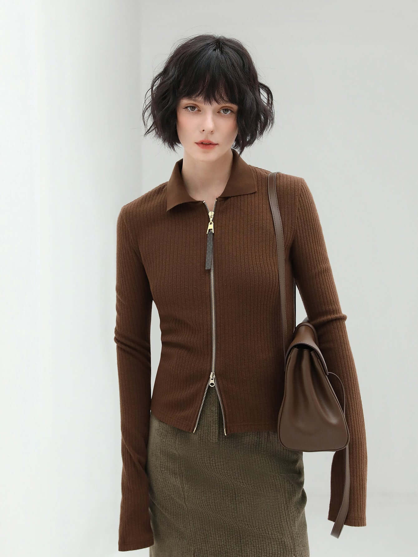 Sexy V-Neck Double Zip Cardigan-4