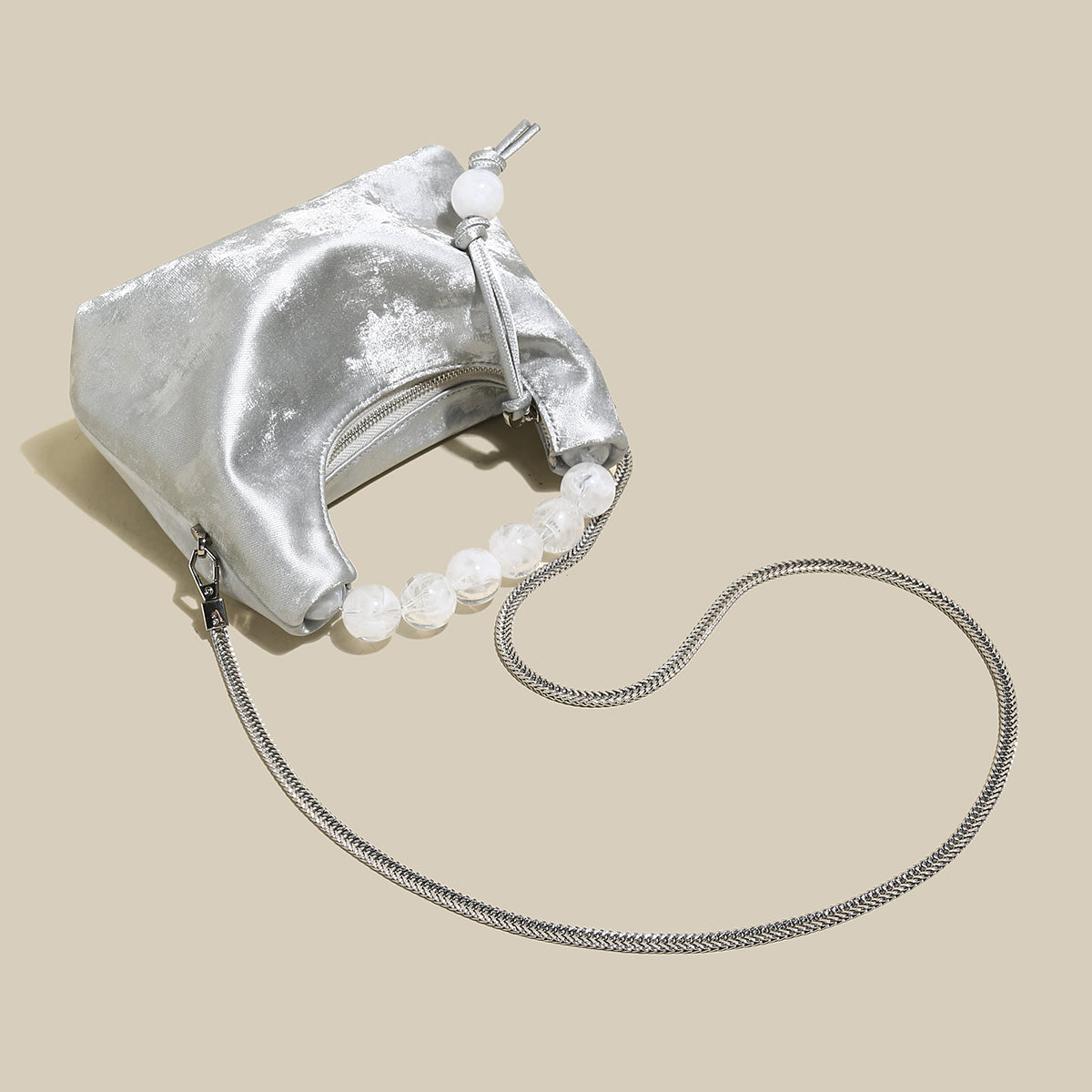 Silver Pearl Top Handle Bag-2