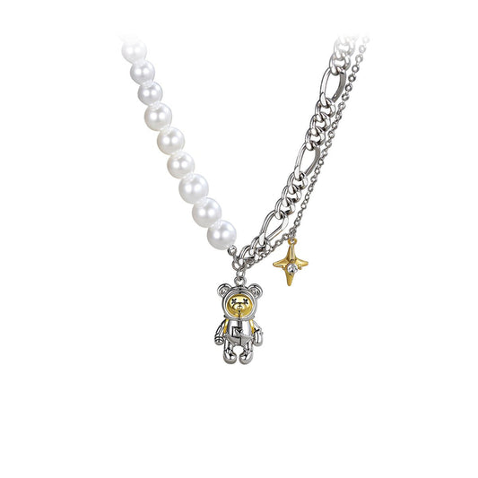 Star Astronauts Bear Gold Necklace-0