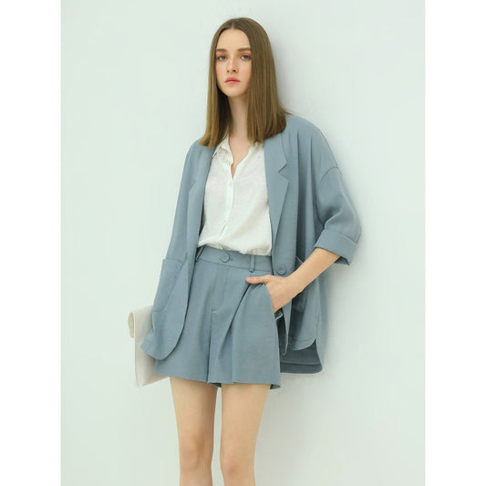 Tranquil Days Single Breasted Casual Blue Blazer-0