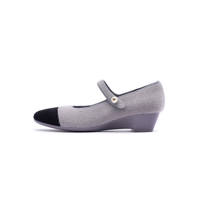 Vintage Tweed Low Heel Strap Mary Jane Shoes-5