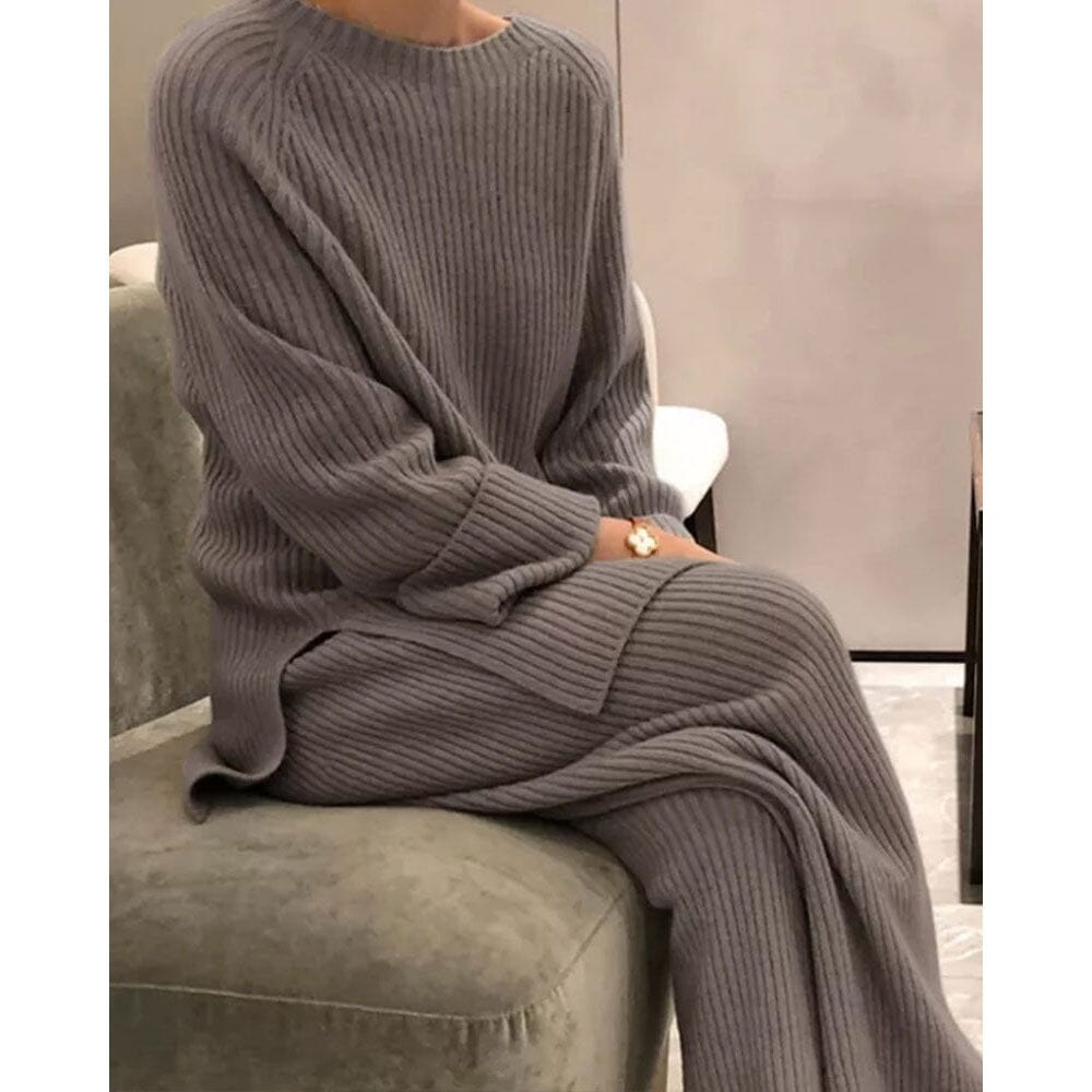 Stickad Set – Mysig Topp & Byxor för Hemma & Vardagen